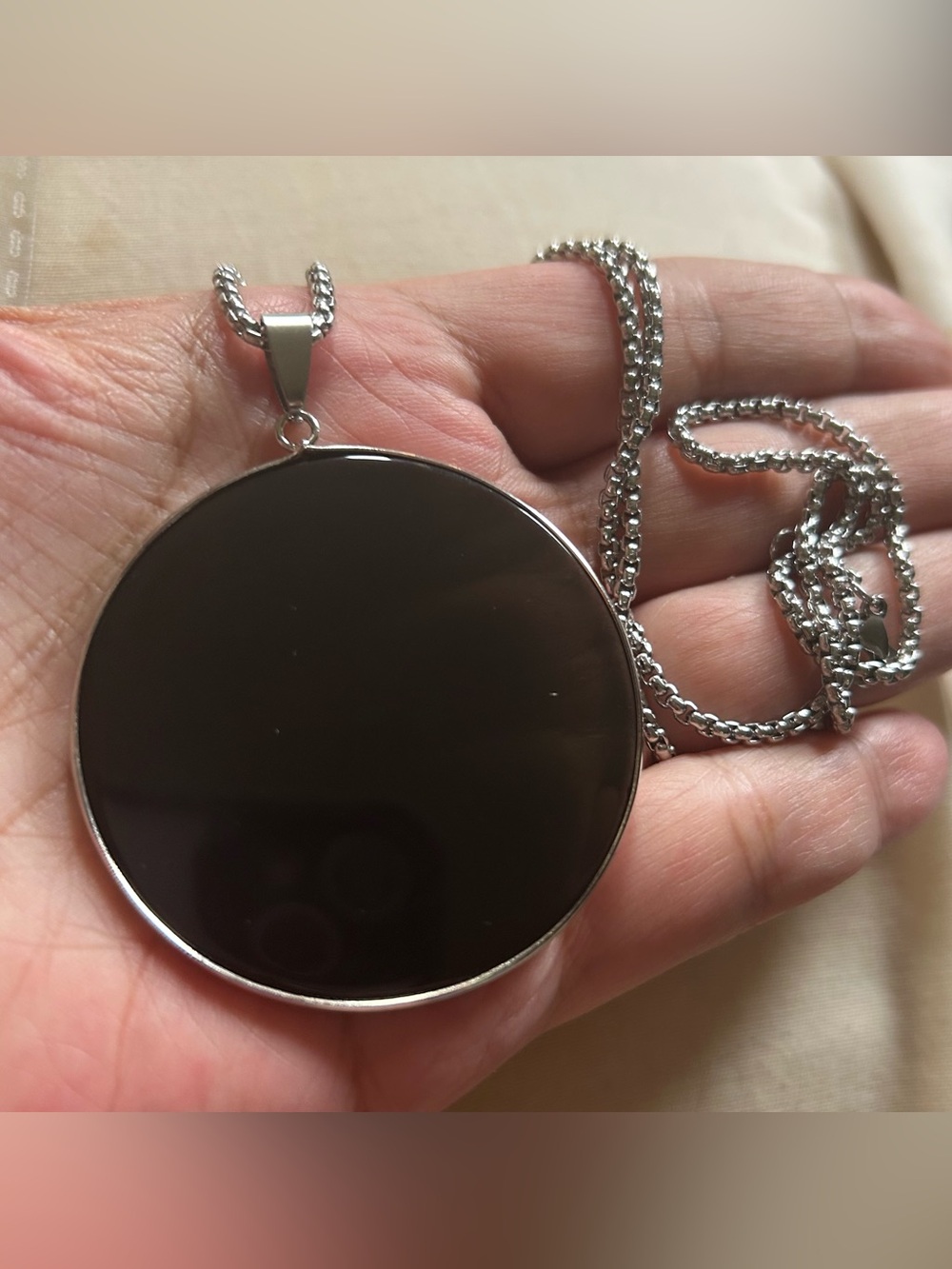 Black Obsidian Crystal Pendant Necklace Scrying Divination Tool Travel Jewelry